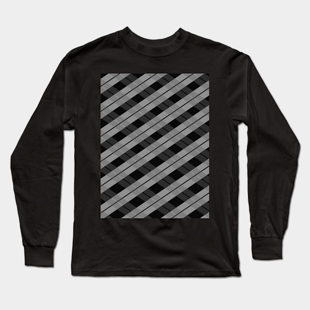 Crossed checked black tone pattern Long Sleeve T-Shirt by Spinkly